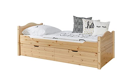 TiCAA Einzelbett Leni 100x200 Kiefer Natur von TiCAA