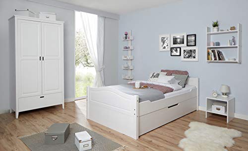 TiCAA Einzelbett Leni 120x200 Kiefer weiß von TiCAA
