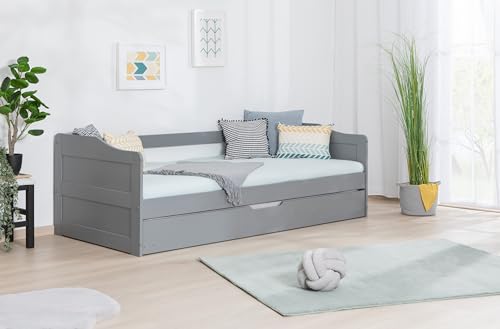 TiCAA Einzelbett Sofabett Funktionsbett, Melinda mit Zusatzbett für Schlafzimmer, Kinderzimmer Kiefer Massivholz Bettgestell 90 x 200 cm TiCAA Einzelbett Sofabett Funktionsbett, Melinda mit Zusatzbett für Schlafzimmer, Kinderzimmer Kiefer Massivholz Bettgestell 90 x 200 cm von TiCAA