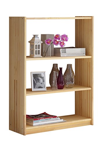 TiCAA Standregal Bücherregal Kiefer Natur H111cm von TiCAA