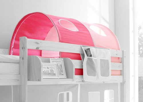 Tunnel Spieltunnel Höhle für Kinderbetten, Vorhangstoff:Rosa Pink 2 teilig von TiCAA