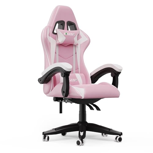 Gamer-Stühle, Computerstuhl, ergonomischer Gaming-Stuhl, Live-Übertragung/Büro/Spiel, verstellbarer Bürostuhl, for Erwachsene, Mädchen, Jungen, Individualität ( Color : Pink , Size : Without footrest von TiLLOw