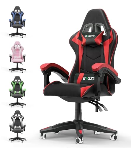 TiLLOw Gamer-Stühle, ergonomischer Gaming-Stuhl, Computerstuhl, Live-Übertragung/Büro/Spiel, Verstellbarer Bürostuhl, gemütlich (Color : Red, Size : Without footrest) von TiLLOw