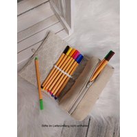 Federmappe | Farbbeispiel Creme Mit Extra Fach Als Stifthalter Aus Polstercanvas in 36 Farben von TiLuLy