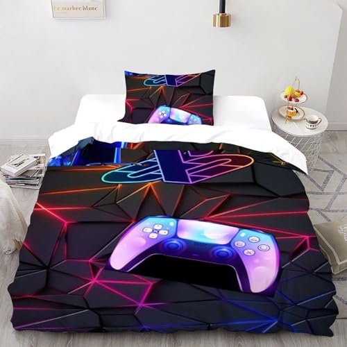 Game Player Bettwäsche Set 3D-Digitaldruck Colourful Controllers Set Für Jungen Und Mädchen 1 Kopfkissenbezug Mikrofaser 2 Teilig with Zipper Single（135x200cm） von TiTCiveR