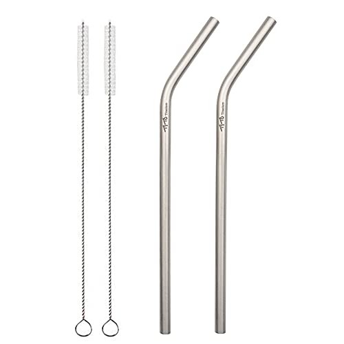 TiTo Titan-Trinkhalme mit Reinigungsbürste, ultra-stabil und leicht (7 mm Außenmaß, 0,4 mm Innenmaß), 2 Stück (je 1 gebogen und gerade), Titan, 2 bent von TiTo Titanium