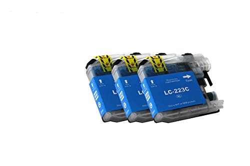 3 x kompatibel Brother LC-223 Cyan mit Chip!!! Hohe Laufleistung von TiToPaten