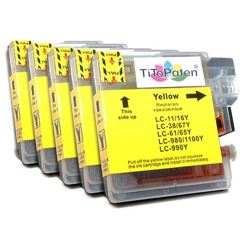 5X kompatible Premium XL Druckerpatronen für Brother DCP 195 C in Gelb. Sehr Gute Laufleistung und Preiswert! von TiToPaten