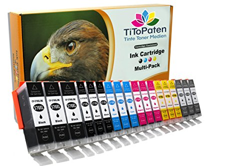 *TITOPATEN* Ersatzpatrone passend für Ihren Canon Pixma TS 8050 -- Sie erhalten: 3x breit Schwarz, 3x schmal Schwarz, 3x Cyan, 3x Magenta, 3x Gelb, 3x Grau -- 100% kompatibel, da mit neuestem Chip versehen von TiToPaten