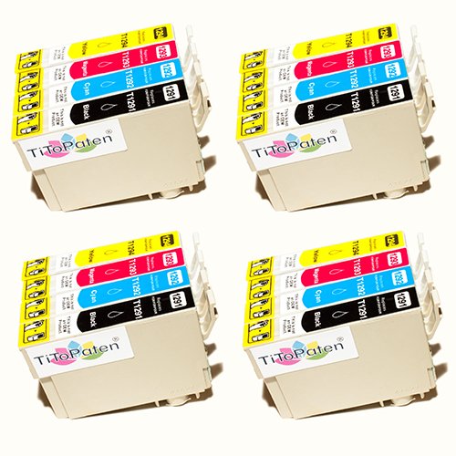 TiToPaten* 16x Epson Stylus Office BX 535 WD Plus kompatible XL Druckerpatrone ersetzt Typ T1291-1294 - 4xSchwarz-4xCyan-4xMagenta-4xGelb - Patrone MIT CHIP !!! von TiToPaten