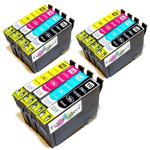 TiToPaten®* 12 Druckerpatronen kompatibel zu Epson Workforce WF-2630 WF in Schwarz, blau, rot und gelb von TiToPaten