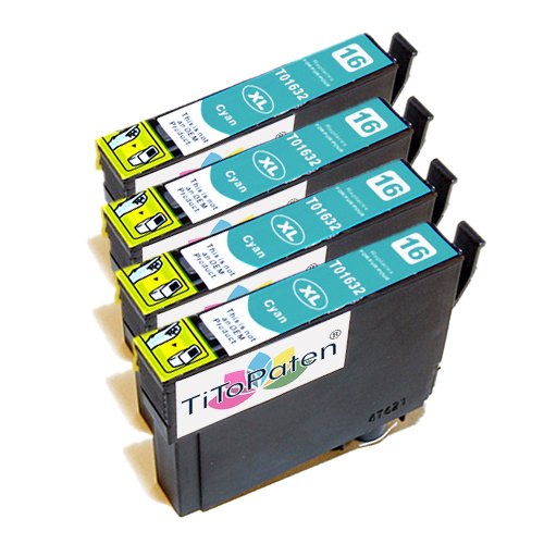 TiToPaten®* 4 Druckerpatronen kompatibel zu Epson Workforce WF-2630 WF in blau von TiToPaten