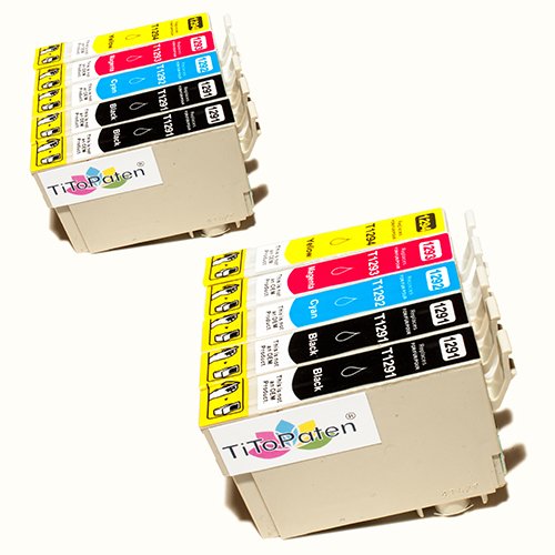 TiToPaten* 10x Epson Workforce WF 3520 DWF kompatible XL Druckerpatrone ersetzt Typ T1291-1294 - 4xSchwarz-2xCyan-2xMagenta-2xGelb - Patrone MIT CHIP !!! von TiToPaten