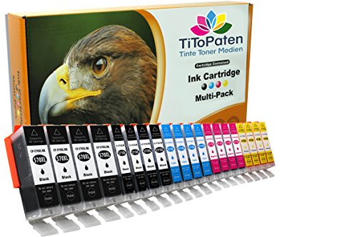 TiToPaten* 20x XL Druckerpatronen kompatibel mit Canon Pixma MG 5750 Ersatz für Typ PGI-570, CLI-571-4xbreit Schwarz, 4xschmal Schwarz, 4xCyan, 4xMagenta, 4xGelb - Patrone MIT CHIP !!! von TiToPaten