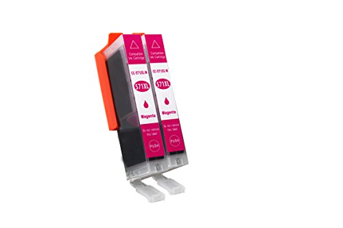 TiToPaten* 2X Ersatz für Canon Pixma MG 7750 Druckerpatronen Typ CLI-571XL Magenta Mit Chip von TiToPaten