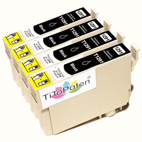 TiToPaten* 4X Epson Stylus Office BX 535 WD Plus kompatible XL Druckerpatrone ersetzt Typ T1291-1294 - Schwarz - Patrone MIT CHIP !!! von TiToPaten