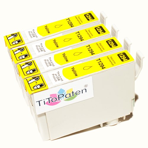TiToPaten* 4X Epson Stylus Office BX 635 FWD Plus kompatible XL Druckerpatrone ersetzt Typ T1291-1294 - Gelb - Patrone MIT CHIP !!! von TiToPaten