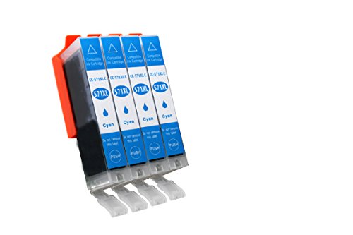 TiToPaten* 4X Ersatz für Canon Pixma MG 7750 Druckerpatronen Typ CLI-571XL Cyan Mit Chip von TiToPaten