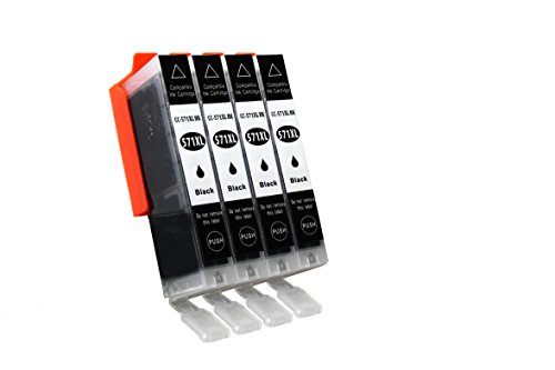 TiToPaten* 4X XL Druckerpatronen kompatibel mit Canon Pixma MG 5750 Ersatz für Typ CLI-571 - schmal Schwarz - Patrone MIT CHIP !!! von TiToPaten