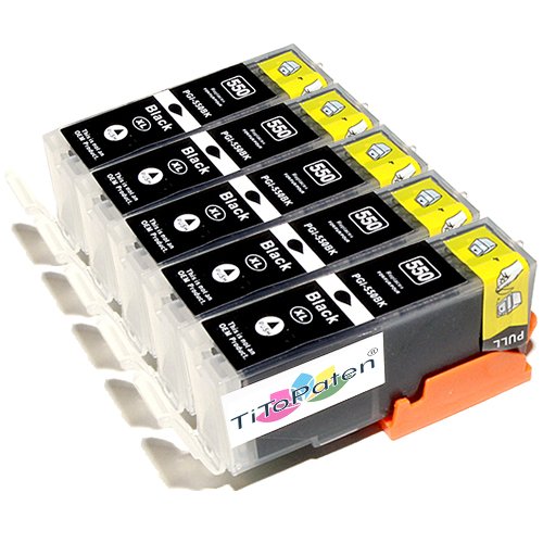 TiToPaten* - 5X Canon Pixma IP 7250 kompatible XL Druckerpatronen - Schwarz - Patrone MIT CHIP !!!Hohe Laufleistung!!! von TiToPaten