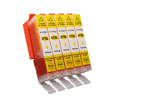 TiToPaten* 5X XL Druckerpatronen kompatibel mit Canon Pixma MG 5750 Ersatz für Typ CLI-571 - Yellow - Patrone MIT CHIP !!! von TiToPaten