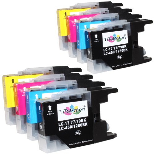 TiToPaten* 8X Brother MFC J 5910 DW kompatible XL Druckerpatronen ersetzt Typ 1280-2xSchwarz-2xCyan-2xMagenta-2xGelb von TiToPaten