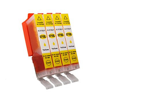 TiToPaten Druckerpatronen Yellow 4X kompatibel mit CLI-571 XL passend für Canon Pixma MG 6850 - Sehr hohe Laufzeit von TiToPaten