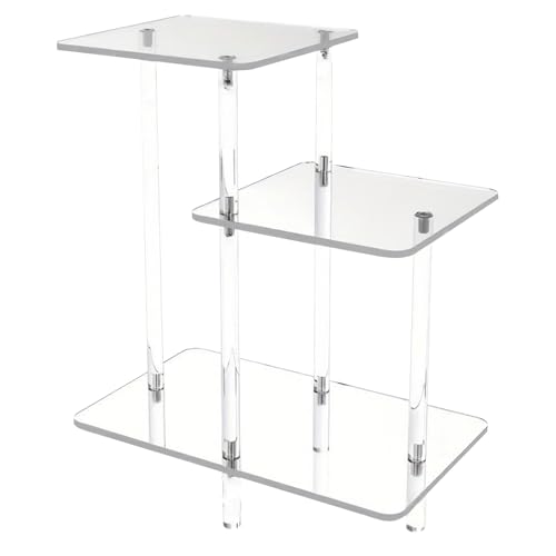 Tiajingzi Acryl Tisch - Multifunktion Laptop Beistelltisch Mit DREI Ebenen - Transparenter Nachttisch Für Wohnzimmer Schlafzimmer Diele Terrasse Und Bücherbereich von Tiajingzi
