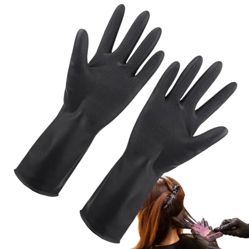 Tiajingzi Haarfärbehandschuhe,Handschuhe Zum Haarefärben | Latex Haushaltshandschuhe Wasserdicht Für Spülmaschine Grillen Friseursalon Fleischverarbeitung Autoreinigung Malerarbeiten Labor von Tiajingzi