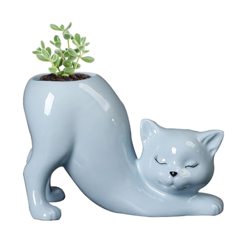 Tiajingzi Katzen-Übertopf, Pflanzentöpfe Keramik Katzenpflanzer, Niedlicher Katzen-Übertopf, Mini Sukkulenten Kätzchen Töpfe, niedliche Blumentöpfe für Zimmerpflanzen, Katzen Deko Vase für Kakteen von Tiajingzi