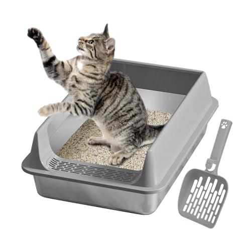 Tiajingzi Katzenklo | Hochwand Katzenklo mit Schaufel | Antihaft Katzentoilette Zubehör für Große Mittelkleine Katzen Wohnung Garten Balkon von Tiajingzi
