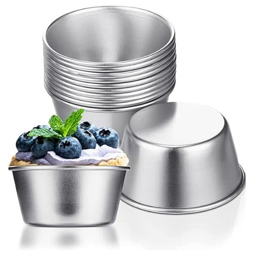 Tiamu 12 Pcs Mini Muffinform, Aluminium Puddingformen Tassen, Mini-Muffin Backform, Cupcake Förmchen, Souffle Förmchen Backofenfest, Panna Förmchen, Dip Schälchen Kleine Saucenschälchen von Tiamu