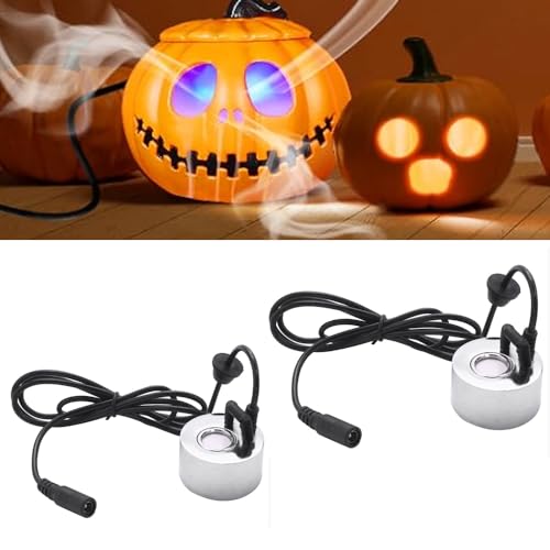 Tiamu 2 Stücke Luft Befeuchter Ultraschall-Nebelmacher, Mini Vernebler Aquarium Inkubator Fogger Luftbefeuchter Atmosphäre für Wasserbrunnen-Teich-Steingarten, Halloween Pumpkin und Hexentopf von Tiamu