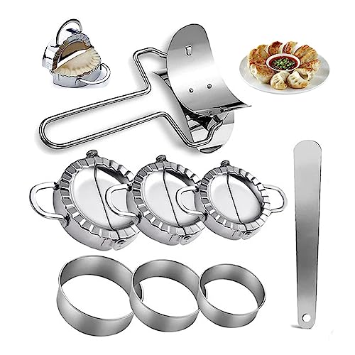 Tiamu 8Pcs Ravioli Dumpling Maker, Teigtaschenformer und Ravioli Ausstecher Tortellini, Pasta Maker, Edelstahl Nudelmaschine Ravioli-Stempel Set, Pelmeni Maker Zur Herstellung Von Knödeln, Wontons von Tiamu