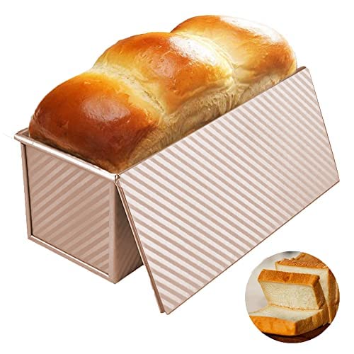 Tiamu Brotbackform Toast Brot Backform 650g Teig Kapazität, Ofen Pullman Laib Pfanne Geeignet Toastbrot Toastform mit Deckel & Belüftungslöchern, Kastenform Antihaft, 19.3 * 11 * 10.1cm von Tiamu