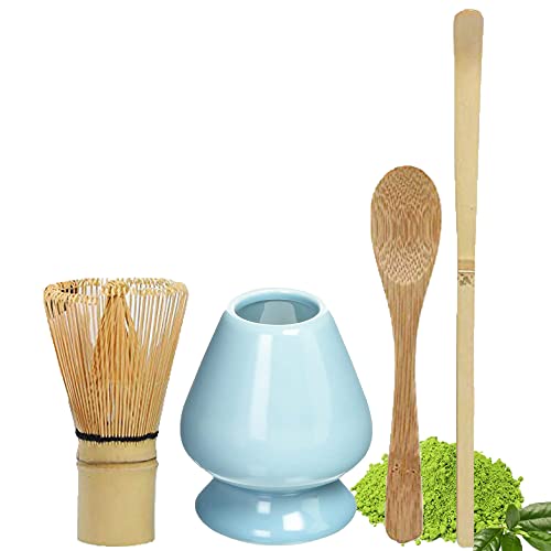 Tiamu Japanisches Matcha Teezeremonie-Set, Matcha Schneebesen(Chasen), Matcha Schale und Bambus Teelöffel, Schneebesenständer für Bio Matcha Tee Pulver/Matcha Latte, Geschenk Freunde und Familie von Tiamu