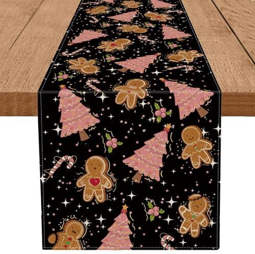 Tian Zhun Weihnachts-Tischläufer, schwarzer Lebkuchen-Tischläufer, Weihnachten, Winter, Zuhause, Küche, Party, Esstischdekoration, 40 x 140 cm Tian Zhun Weihnachts-Tischläufer, schwarzer Lebkuchen-Tischläufer, Weihnachten, Winter, Zuhause, Küche, Party, Esstischdekoration, 40 x 140 cm von Tian Zhun