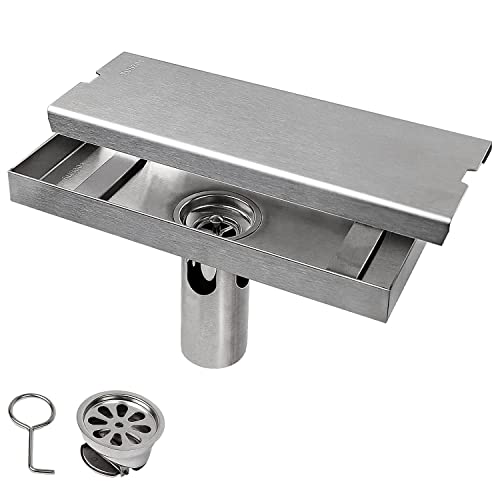 Bodenablauf 20 cm Silber Abflusssieb- TIANLIN Duschrinne aus Glattem Rostigem Stahl, Bodenablauf Dusche mit Zwei Ablaufarten, Geeignet für Geruchsschutz, Insektenschutz und Entwässerung von TianLin