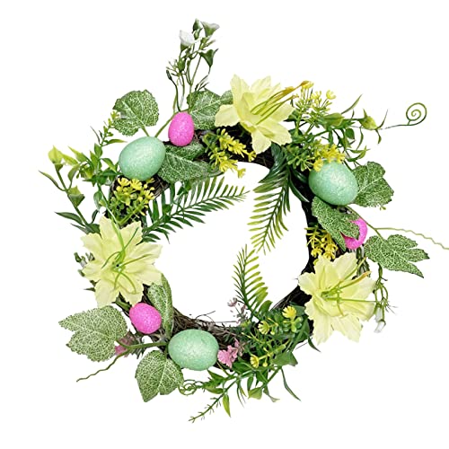 Osterkranz mit Dekorativen Eiern Party Dekoration Osterkranz Frühling Imitation Eier Dekorieren Design Indoor Dekorative DIY Ostern Haustür Kranz Türkranz Wandkranz Handgefertigte (Green, One Size) von TianWlio