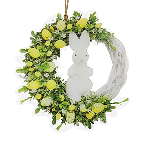 Ostern Deko Türkranz Osterkranz Haustür Frühling Osterdekoration Hase Hängeschild Dekoration Ostern Hängeschild Heimdekoration Requisiten Geschenke Kranz Frühling Ostern Dekoration (Yellow, One Size) von TianWlio