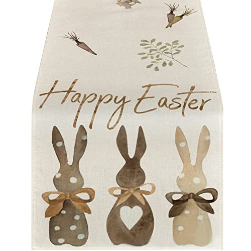 Ostern Kaninchen Tischläufer Waschbar Frühling Küche Esstisch Dekoration für drinnen und draußen Urlaub Party Wohnzimmer Dekor 120 x 33 cm von TianWlio