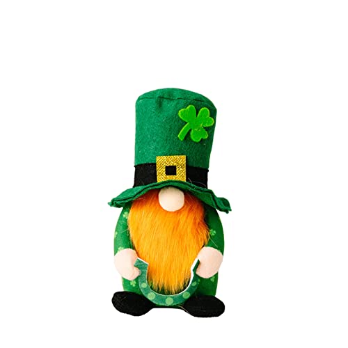 St. Patrick's Day Irish Day Kleeblätter Dekoration Gnome Ornament Green Plaid Irish Festival Green Gnomes Plüsch Decor Faceless Gnome Plüsch Doll Irish Festival Accessoires Kleeblatt Deko Kostüm von TianWlio