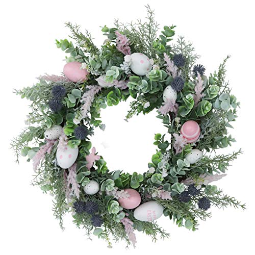 Türkranz Natürliche Deko für Ostern und Frühling Dekorationstür hängende Wohneinrichtung Osternamen Osterkranz Osterkranz mit BuntOstereiern Blumen Türkranz (Multicolor, One Size) von TianWlio