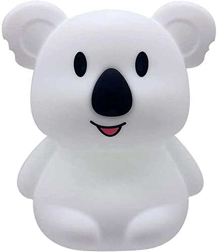 Tianhaixing Tierförmiges Nachtlicht, wiederaufladbares LED-Nachttischlicht aus weichem Silikon (ohne BPA), einstellbare Helligkeit und 9 Farben durch Touch-Steuerung und Fernbedienung (Großer Koala) von Tianhaixing