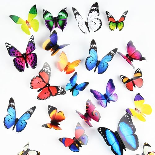 Tianorcan 3D Schmetterlinge Deko Schmetterling Aufkleber Schmetterlinge Dekoration Wandtattoo Abnehmbare Wandaufkleber Heimdeko Schlafzimmer Deko (Colorful, 90 PCS) von Tianorcan