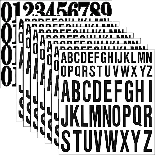 Tianorcan 8 Blätter Selbstklebende Vinyl Buchstaben Zahlen Kit, Großbuchstaben Aufkleber, für Briefkasten, Schilder, Auto, Fenster, Tür und Adressnummer (Schwarz) von Tianorcan