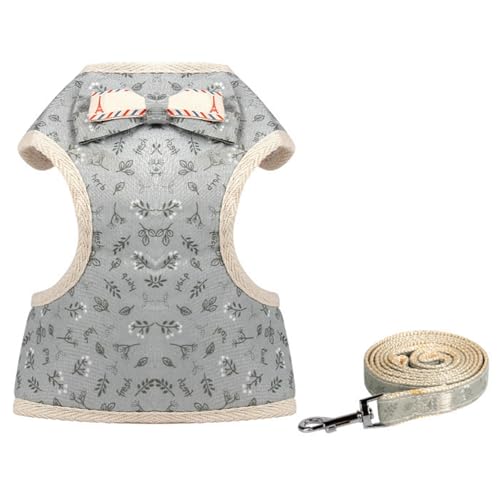 TiaoBug Anti-Flucht Hundegeschirr Set Atmungsaktives Mesh-Geschirr Leine für Hunde mit Komfort-Polsterung Graue Blume S TiaoBug Anti-Flucht Hundegeschirr Set Atmungsaktives Mesh-Geschirr Leine für Hunde mit Komfort-Polsterung Graue Blume S von TiaoBug