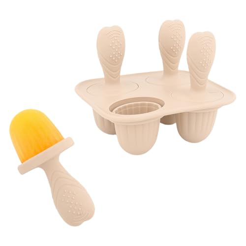 TiaoBug DIY Silikon Eiszapfen Formen Baby Obst Essen Feeder Lebensmittel Gefrierschrank Tablett für Kinder Baby Fütterung Essentials Beige C One Size von TiaoBug