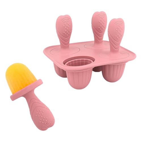 TiaoBug DIY Silikon Eiszapfen Formen Baby Obst Essen Feeder Lebensmittel Gefrierschrank Tablett für Kinder Baby Fütterung Essentials Dunkelrosa C One Size von TiaoBug
