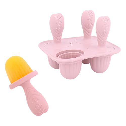 TiaoBug DIY Silikon Eiszapfen Formen Baby Obst Essen Feeder Lebensmittel Gefrierschrank Tablett für Kinder Baby Fütterung Essentials Hellrosa C One Size von TiaoBug